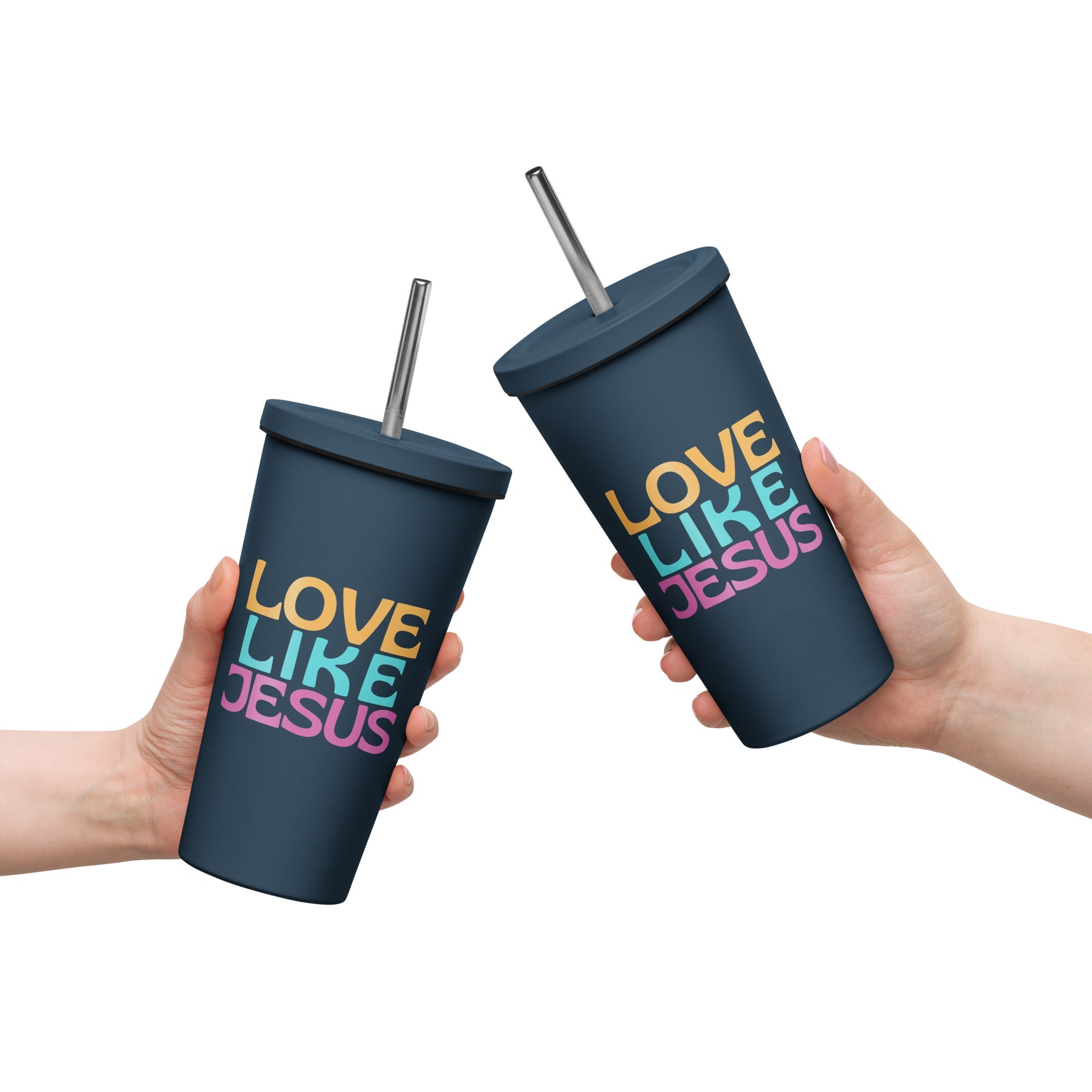 Love Like Jesus Insulated tumbler with straw - Bold Faith